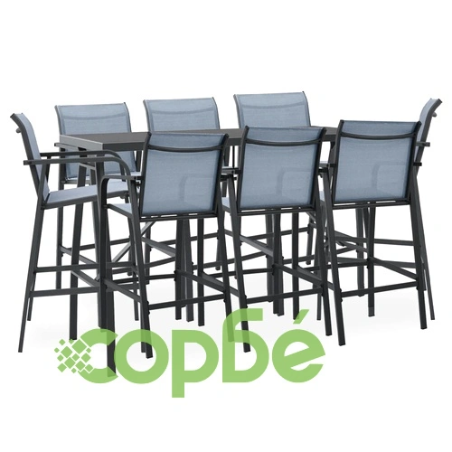 Градински бар комплект, 9 части, черно и сиво ➤ топ цена ➤ sorbe.bg