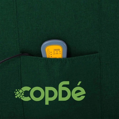 Електрически масажен стол, тъмнозелен, текстил ➤ топ цена ➤ sorbe.bg