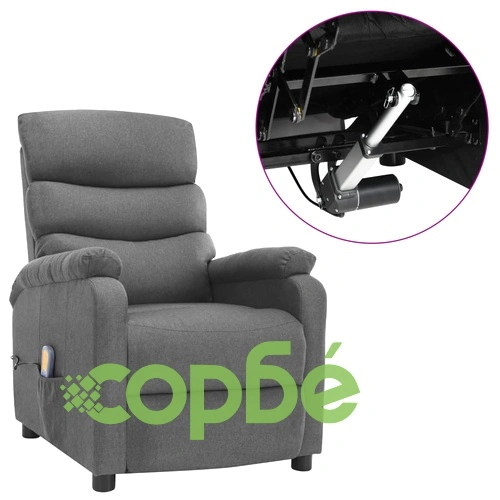 Електрически масажен стол, светлосив, текстил ➤ топ цена ➤ sorbe.bg