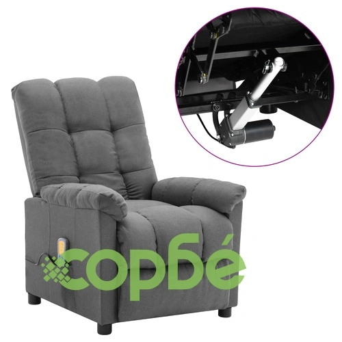 Електрически масажен стол, светлосив, текстил ➤ топ цена ➤ sorbe.bg