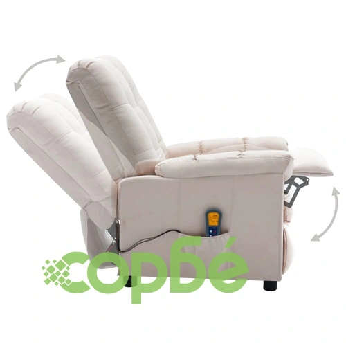 Електрически масажен стол, кремав, текстил ➤ топ цена ➤ sorbe.bg