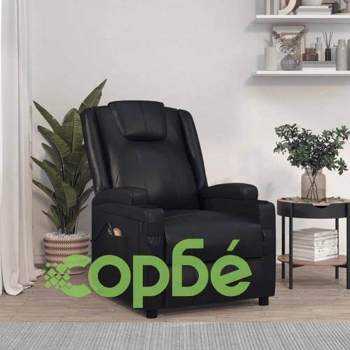 Електрически масажен стол, черен, изкуствена кожа ➤ топ цена ➤ sorbe.bg