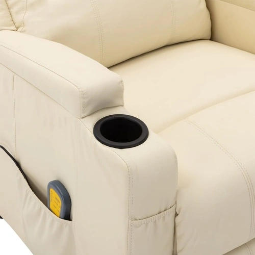 Електрически масажен стол, кремавобял, изкуствена кожа ➤ топ цена ➤ sorbe.bg