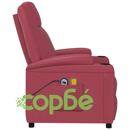 Електрически масажен стол виненочервен изкуствена кожа ➤ топ цена ➤ sorbe.bg