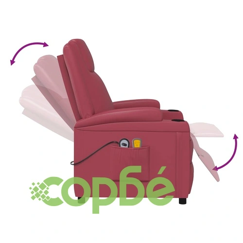 Електрически масажен стол виненочервен изкуствена кожа ➤ топ цена ➤ sorbe.bg