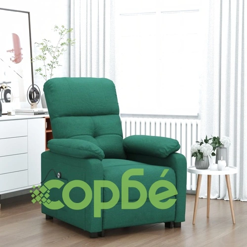 Електрически реклайнер стол, тъмнозелен, текстил ➤ топ цена ➤ sorbe.bg