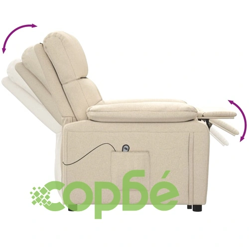 Електрически стол реклайнер , кремав, текстил ➤ топ цена ➤ sorbe.bg