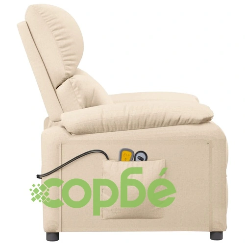 Електрически масажен стол, кремав, текстил ➤ топ цена ➤ sorbe.bg