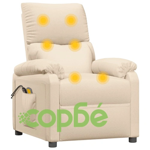 Електрически масажен стол, кремав, текстил ➤ топ цена ➤ sorbe.bg