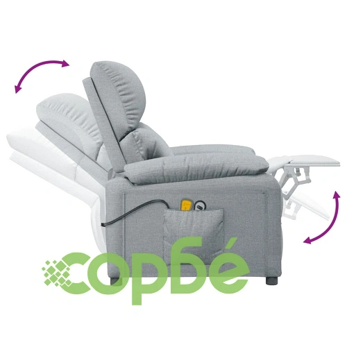 Електрически масажен стол, светлосив, текстил ➤ топ цена ➤ sorbe.bg