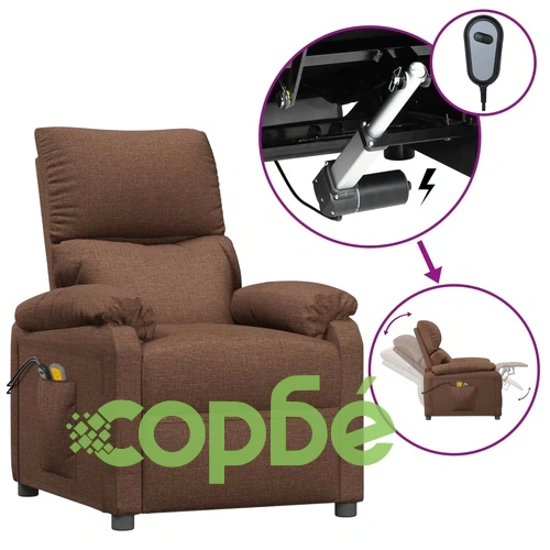 Електрически масажен стол, кафяв, текстил ➤ топ цена ➤ sorbe.bg