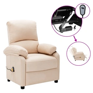 Електрически масажен стол, кремав, текстил