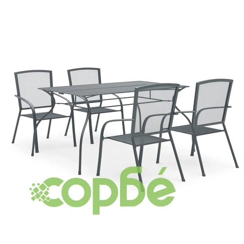 Градински трапезен комплект, 5 части, стомана, антрацит ➤ топ цена ➤ sorbe.bg