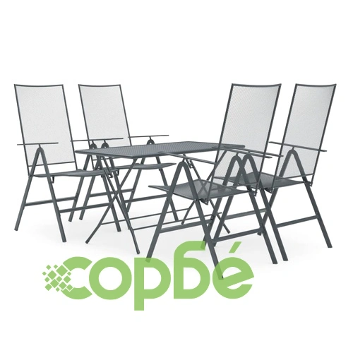Градински трапезен комплект, 5 части, стомана, антрацит ➤ топ цена ➤ sorbe.bg