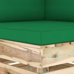 Модулен ъглов диван с възглавници, дърво със зелена импрегнация