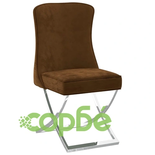 Трапезни столове, 6 бр, кафяви, 53x52x98 см, кадифе и инокс ➤ топ цена ➤ sorbe.bg