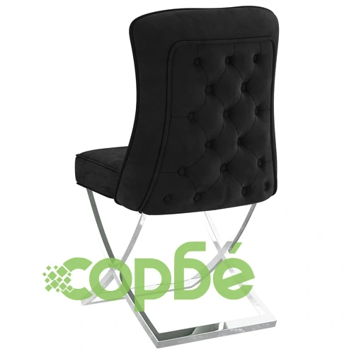 Трапезни столове, 6 бр, черни, 53x52x98 см, кадифе и инокс ➤ топ цена ➤ sorbe.bg