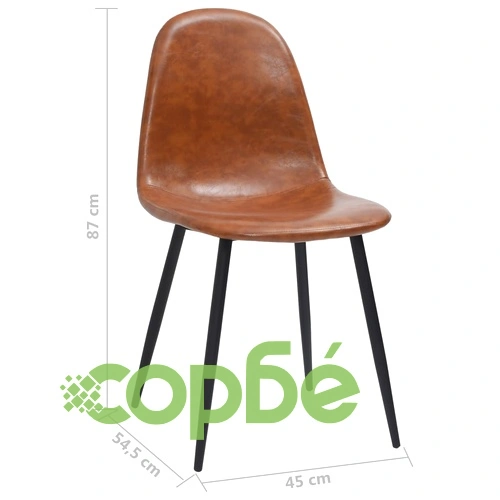 Трапезни столове, 6 бр, блестящокафяви, изкуствена кожа ➤ топ цена ➤ sorbe.bg