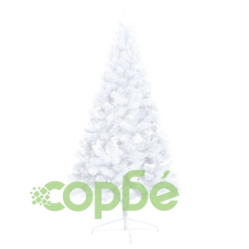 Изкуствена половин коледна елха с LED и стойка бяла 210 см PVC ➤ топ цена ➤ sorbe.bg