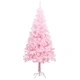 Изкуствена коледна елха с LED и стойка, розова, 240 см, PVC