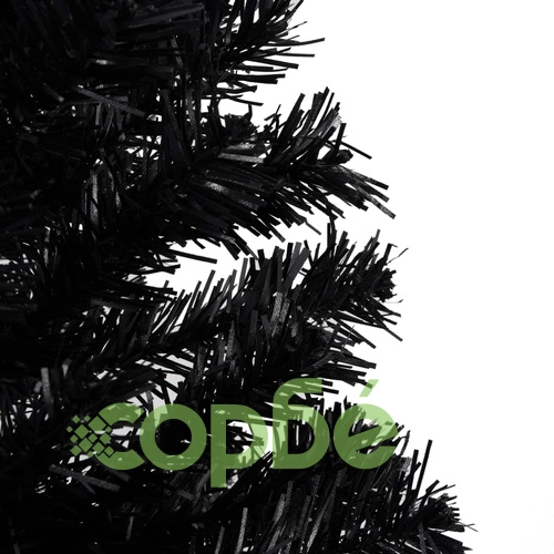 Изкуствена коледна елха с LED и стойка, черна, 150 см, PVC ➤ топ цена ➤ sorbe.bg