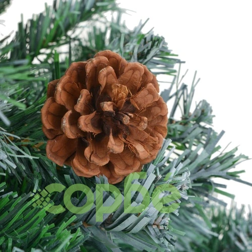 Изкуствено коледно дърво с LED, скреж и шишарки, 150 см ➤ топ цена ➤ sorbe.bg