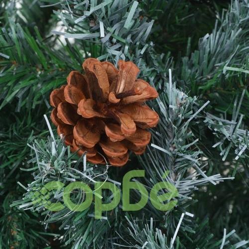 Изкуствено коледно дърво с LED, скреж и шишарки, 150 см ➤ топ цена ➤ sorbe.bg