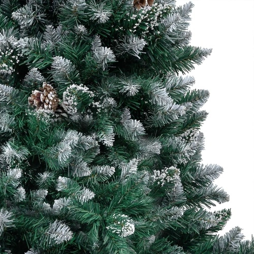 Изкуствена коледна елха, LED, шишарки и бял сняг, 150 см ➤ топ цена ➤ sorbe.bg