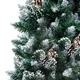 Изкуствена коледна елха, LED, шишарки и бял сняг, 180 см