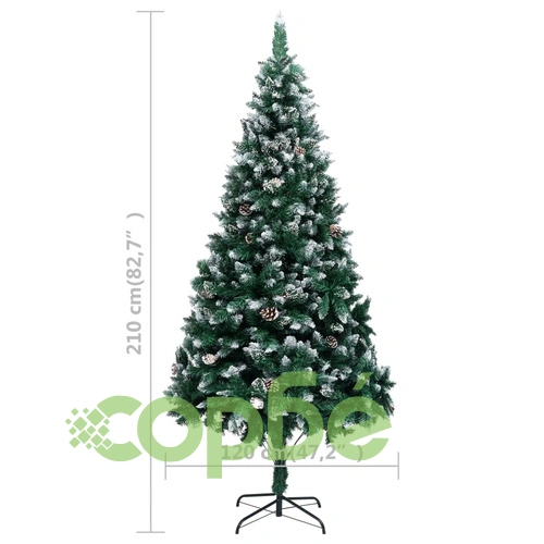Изкуствено коледно дърво, LED, шишарки и бял сняг, 210 см ➤ топ цена ➤ sorbe.bg