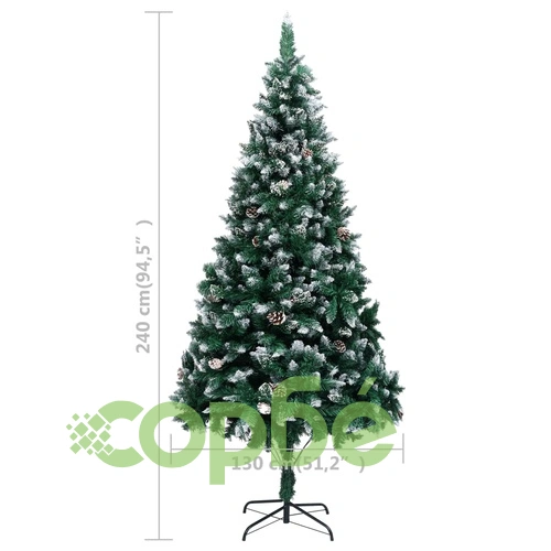 Изкуствено коледно дърво, LED, шишарки и бял сняг, 240 см ➤ топ цена ➤ sorbe.bg