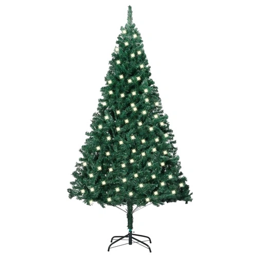 Изкуствено коледно дърво с LED, плътни клонки, зелено, 120 см ➤ топ цена ➤ sorbe.bg