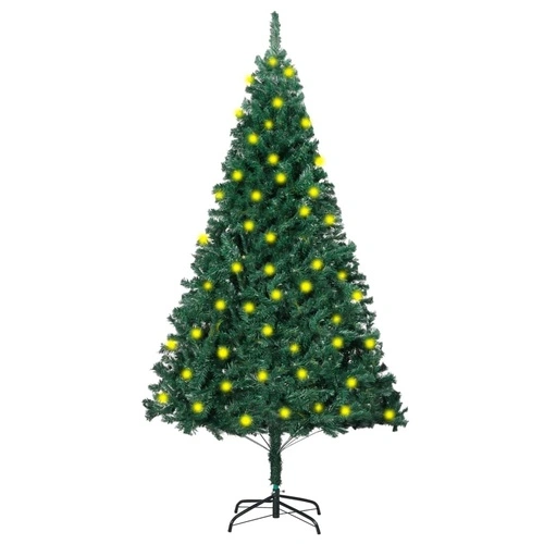 Изкуствено коледно дърво с LED, плътни клонки, зелено, 150 см ➤ топ цена ➤ sorbe.bg