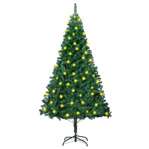 Изкуствено коледно дърво с LED, плътни клонки, зелено, 180 см