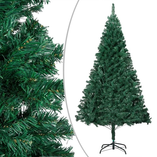Изкуствено коледно дърво с LED, плътни клонки, зелено, 210 см ➤ топ цена ➤ sorbe.bg