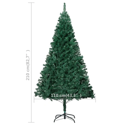 Изкуствено коледно дърво с LED, плътни клонки, зелено, 210 см ➤ топ цена ➤ sorbe.bg