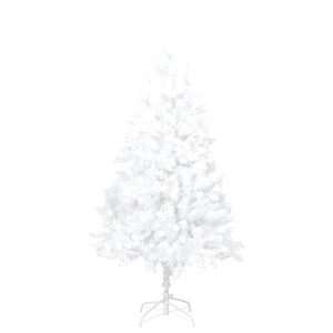 Изкуствено коледно дърво с LED, плътни клонки, бяло, 120 см