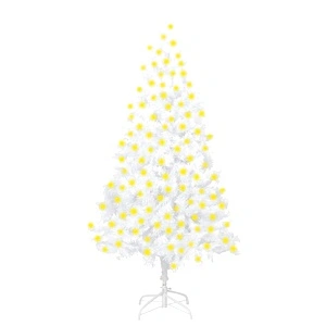 Изкуствено коледно дърво с LED, плътни клонки, бяло, 210 см
