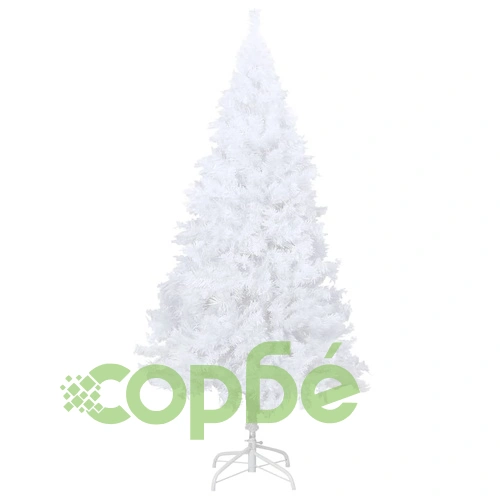 Изкуствено коледно дърво с LED, плътни клонки, бяло, 210 см ➤ топ цена ➤ sorbe.bg
