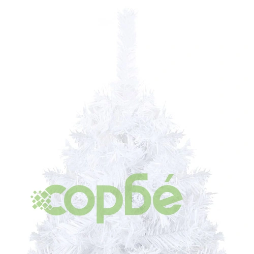 Изкуствено коледно дърво с LED, плътни клонки, бяло, 210 см ➤ топ цена ➤ sorbe.bg