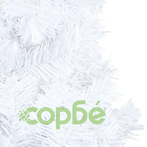 Изкуствено коледно дърво с LED, плътни клонки, бяло, 210 см ➤ топ цена ➤ sorbe.bg