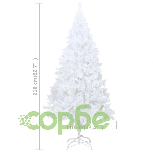 Изкуствено коледно дърво с LED, плътни клонки, бяло, 210 см ➤ топ цена ➤ sorbe.bg