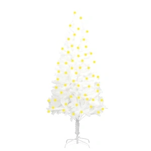 Изкуствено коледно дърво с LED, бяло, 180 см