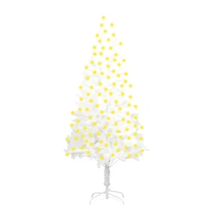 Изкуствена коледна елха с LED, бяла, 210 см