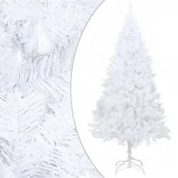 Изкуствена осветена коледна елха с топки бяла 240 см