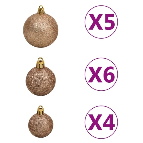 Изкуствена осветена коледна елха с топки розова 180 см PVC ➤ топ цена ➤ sorbe.bg