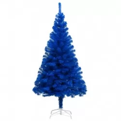 Изкуствена коледна елха с LED и комплект топки синя 150 см PVC 