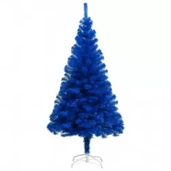 Изкуствена коледна елха с LED и топки, синя, 240 см, PVC 