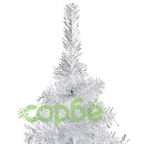 Изкуствена осветена коледна елха с топки сребриста 120 см PET ➤ топ цена ➤ sorbe.bg