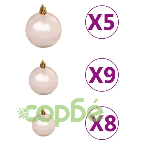 Изкуствена осветена коледна елха с топки сребриста 120 см PET ➤ топ цена ➤ sorbe.bg